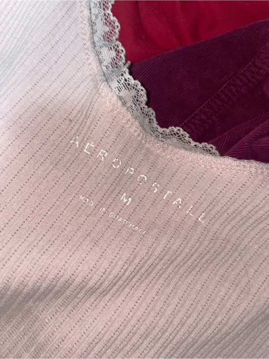 Aeropostale Tops - Aeropostale Light Pink Ribbed Lace-Trim Sleep Tank
